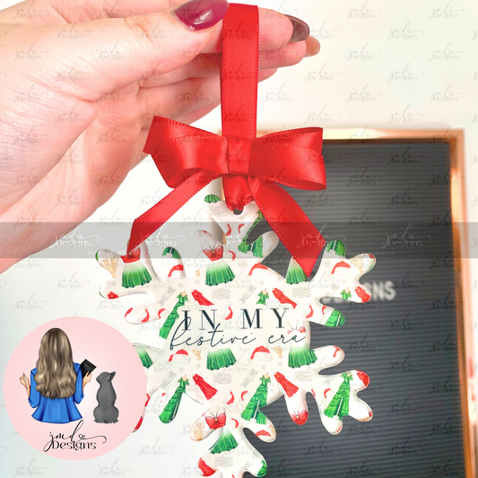 In My Festive Era Pattern Acrylic Snowflake Bauble