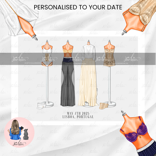 Personalised Purple Lace Bra Concert Lineup Art Print