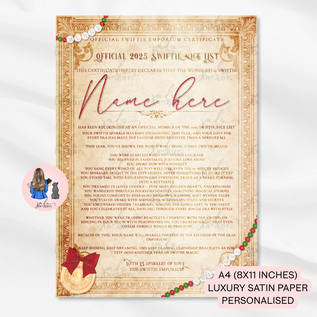 Magical Eras Emporium Christmas Nice List Certificate | Christmas Certificate Keepsake