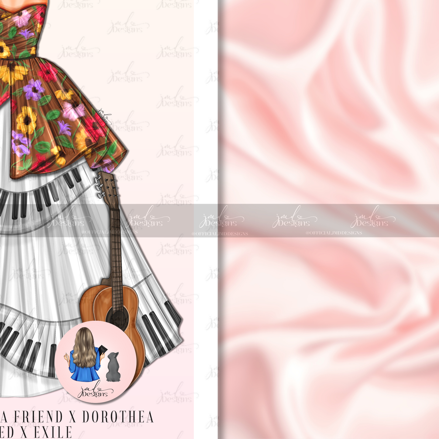 Personalised Surprises In Bloom Art Print Piano Guitar Dress
