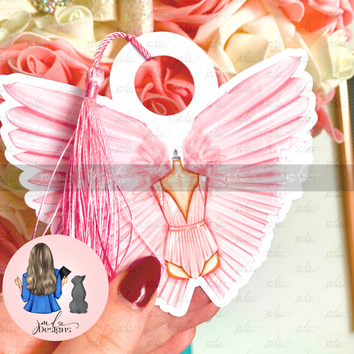 A Pink Angel Fashion Shape Bookmark With Pink Tassel