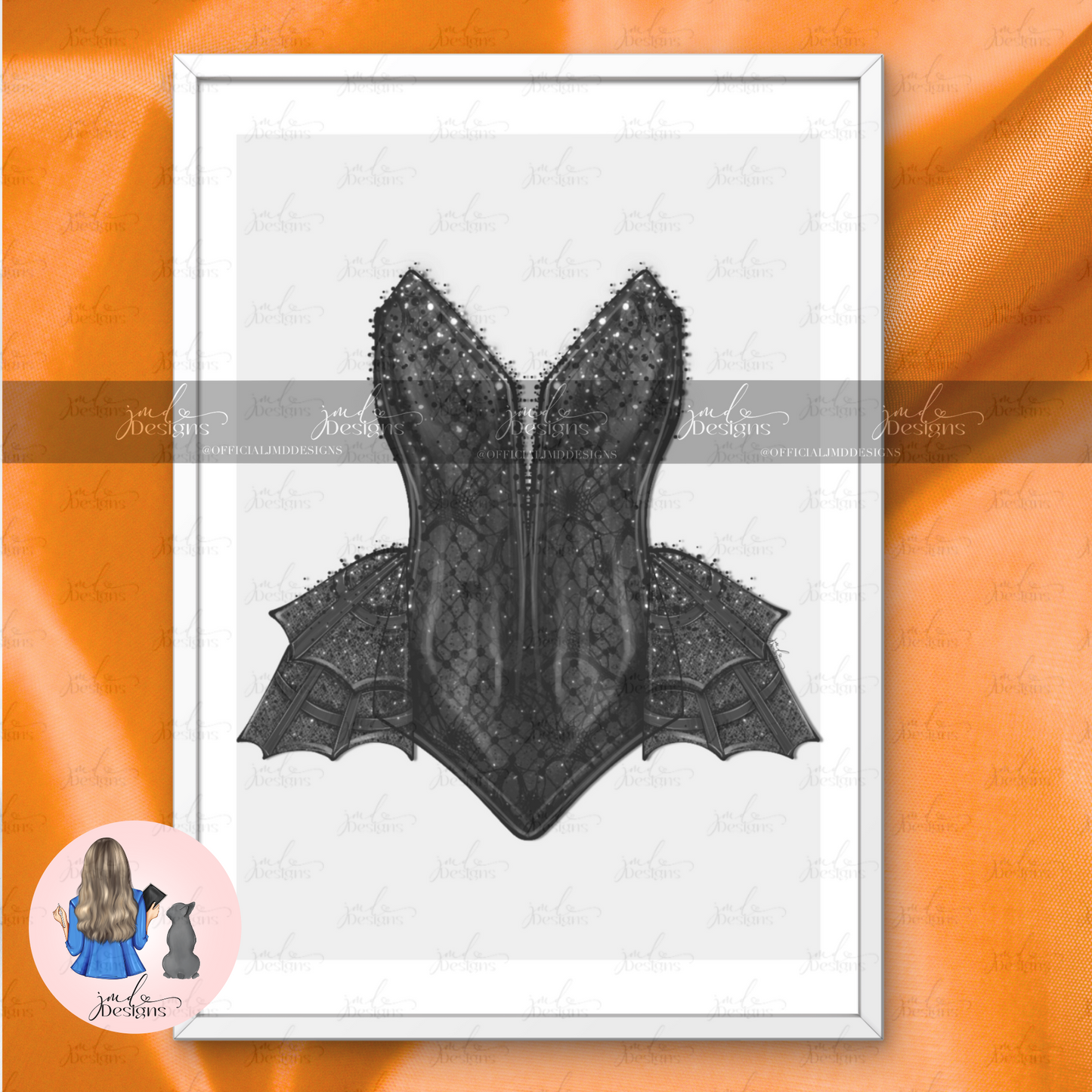 Spooky Bat Bodysuit Bodice Halloween Fashion Art Print