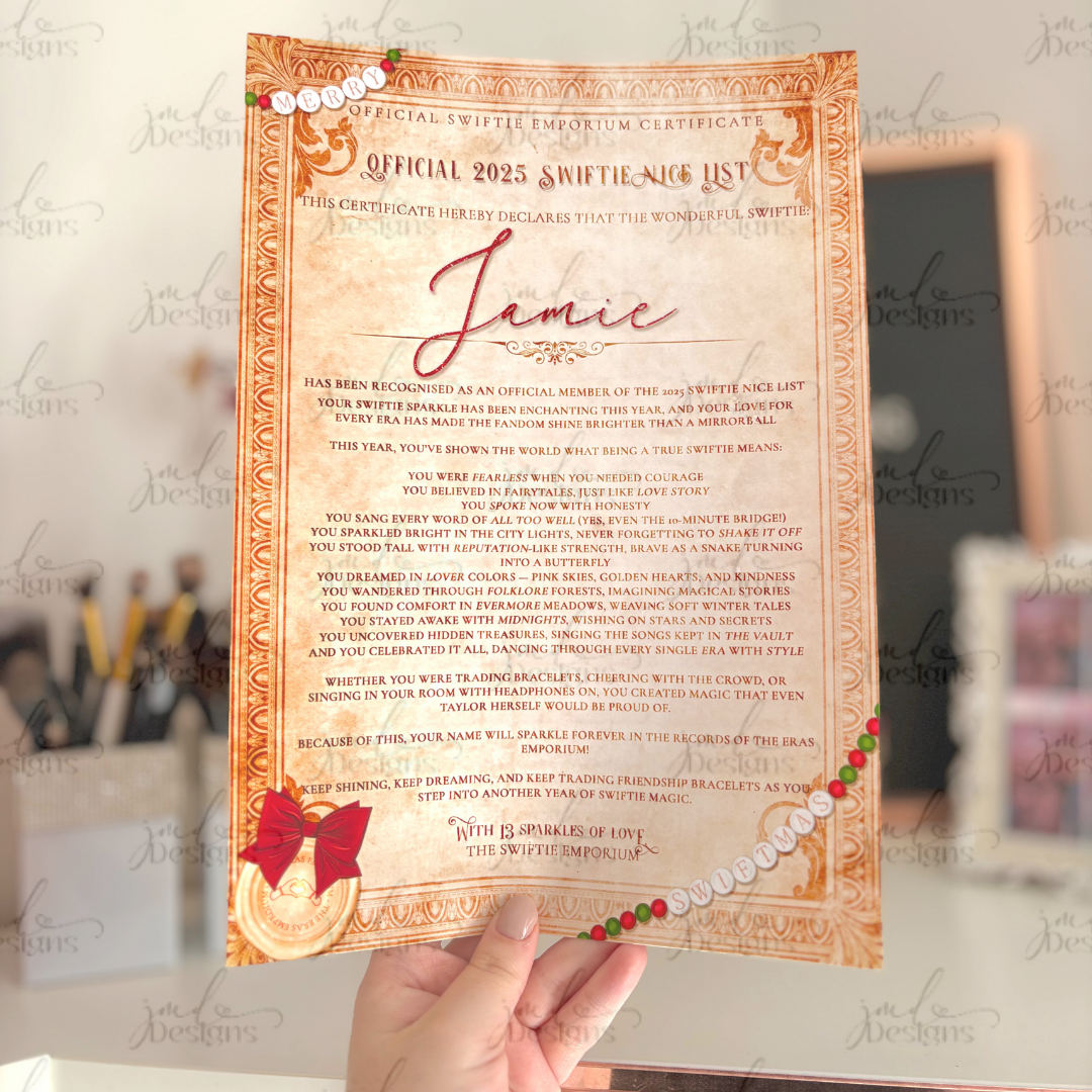 Magical Eras Emporium Christmas Nice List Certificate | Christmas Certificate Keepsake