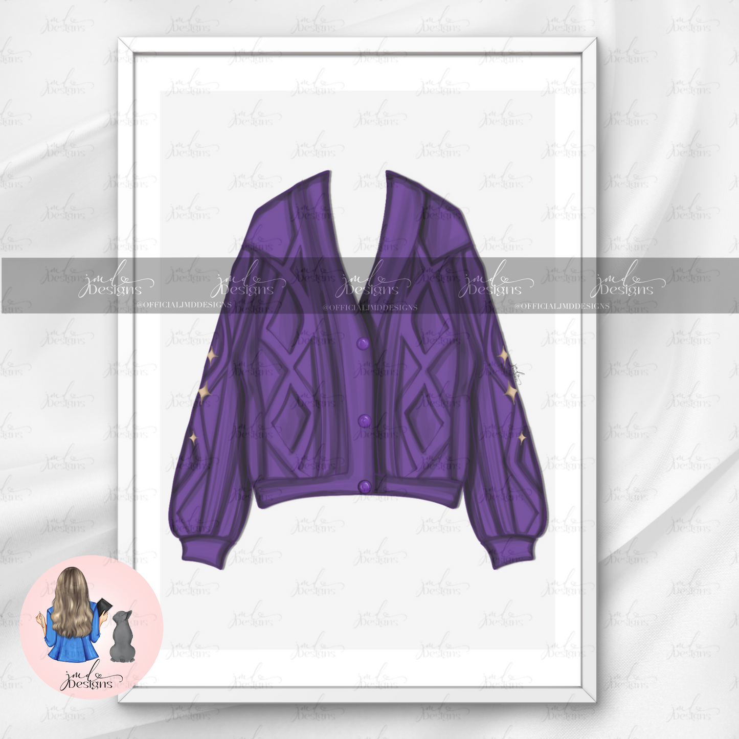 The Purple Cardigan Art Print