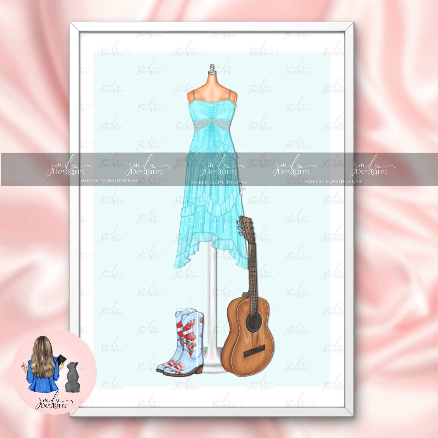 Teal Country Art Print Sticker Bookmark Bundle | Fashion Art Bundle