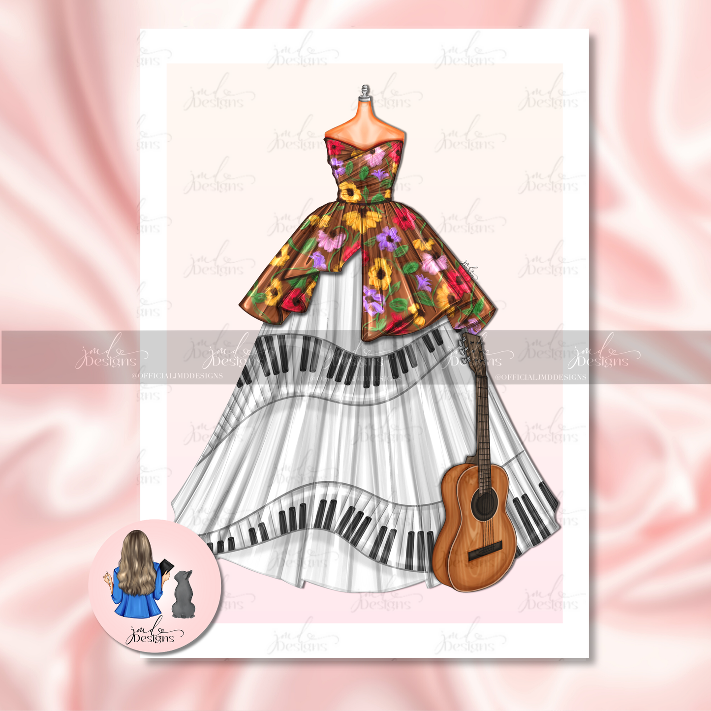 Surprises In Bloom Art Print Piano Guitar Dress