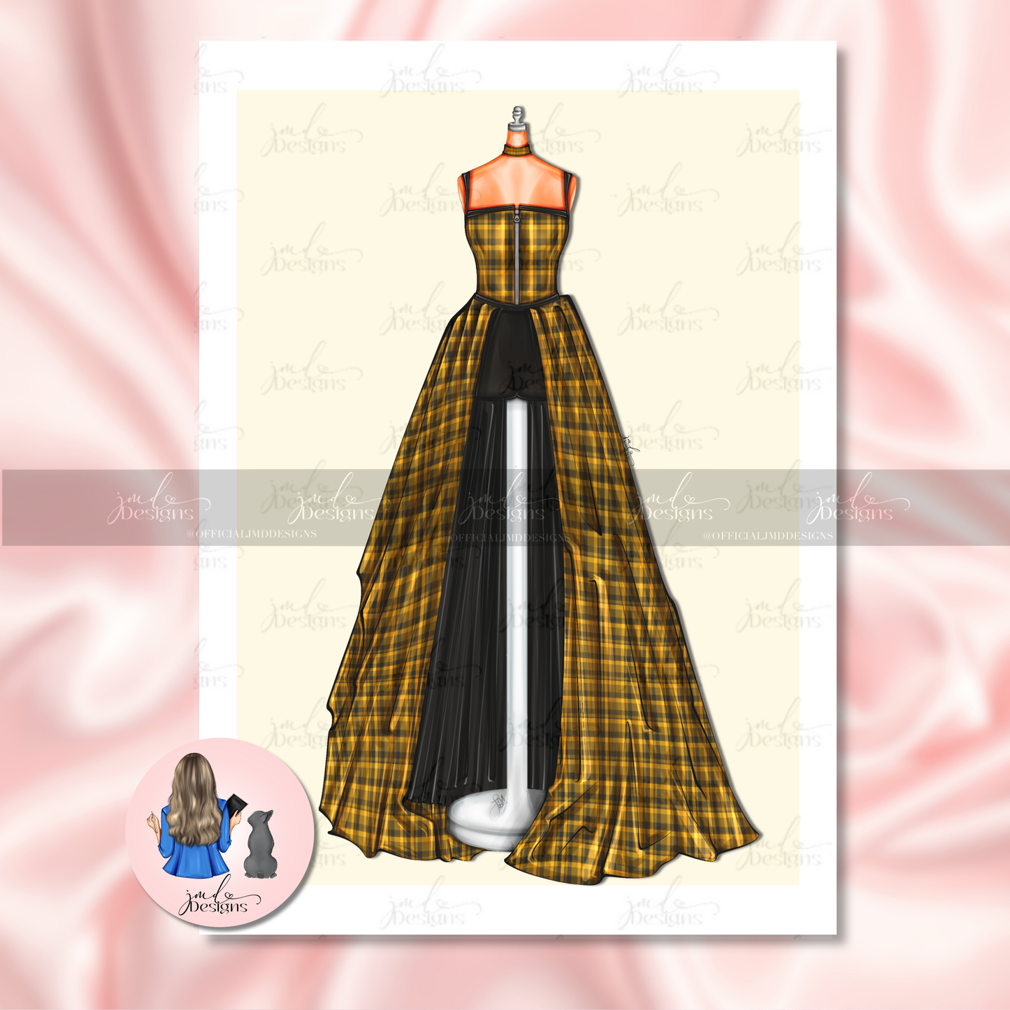 Yellow Tartan Dress Fashion Art Print
