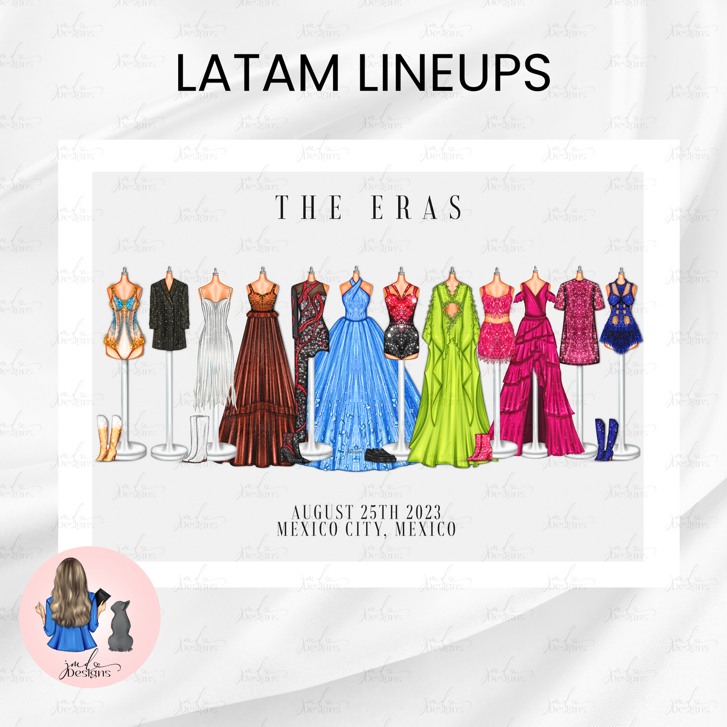 LATAM Premade Lineup Eras Of Fashion Inspired Outfits Art Print