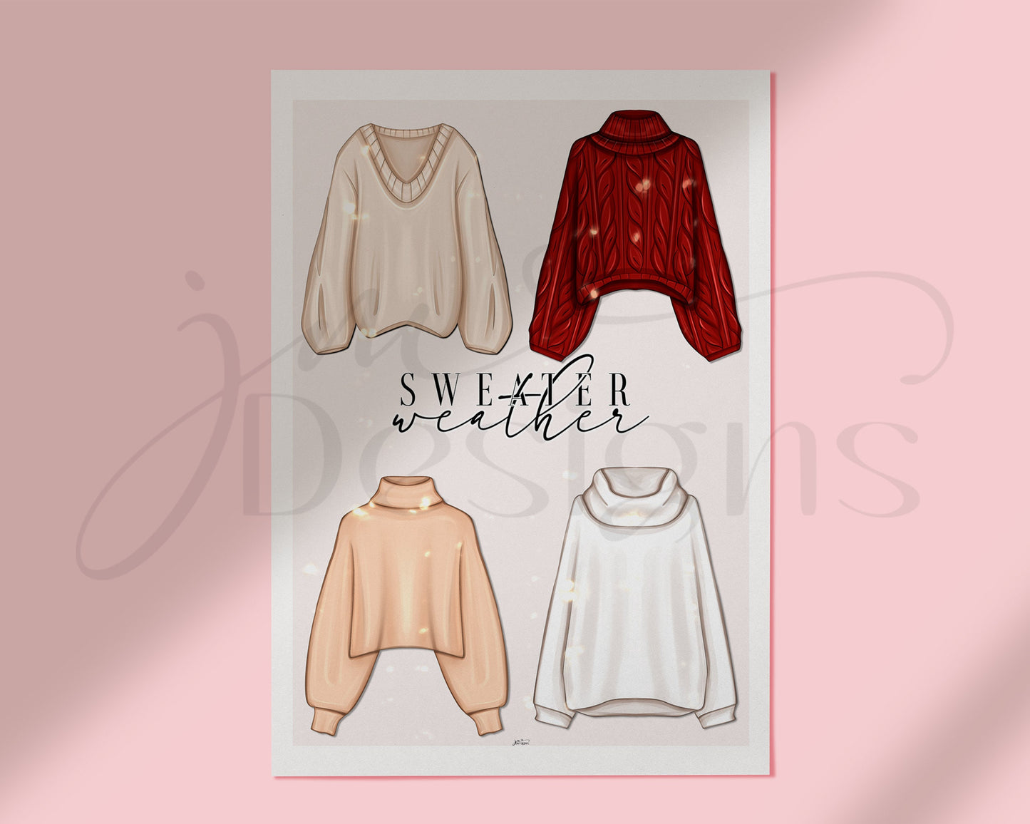Sweater Weather Autumnal Fall Sweaters Art Print