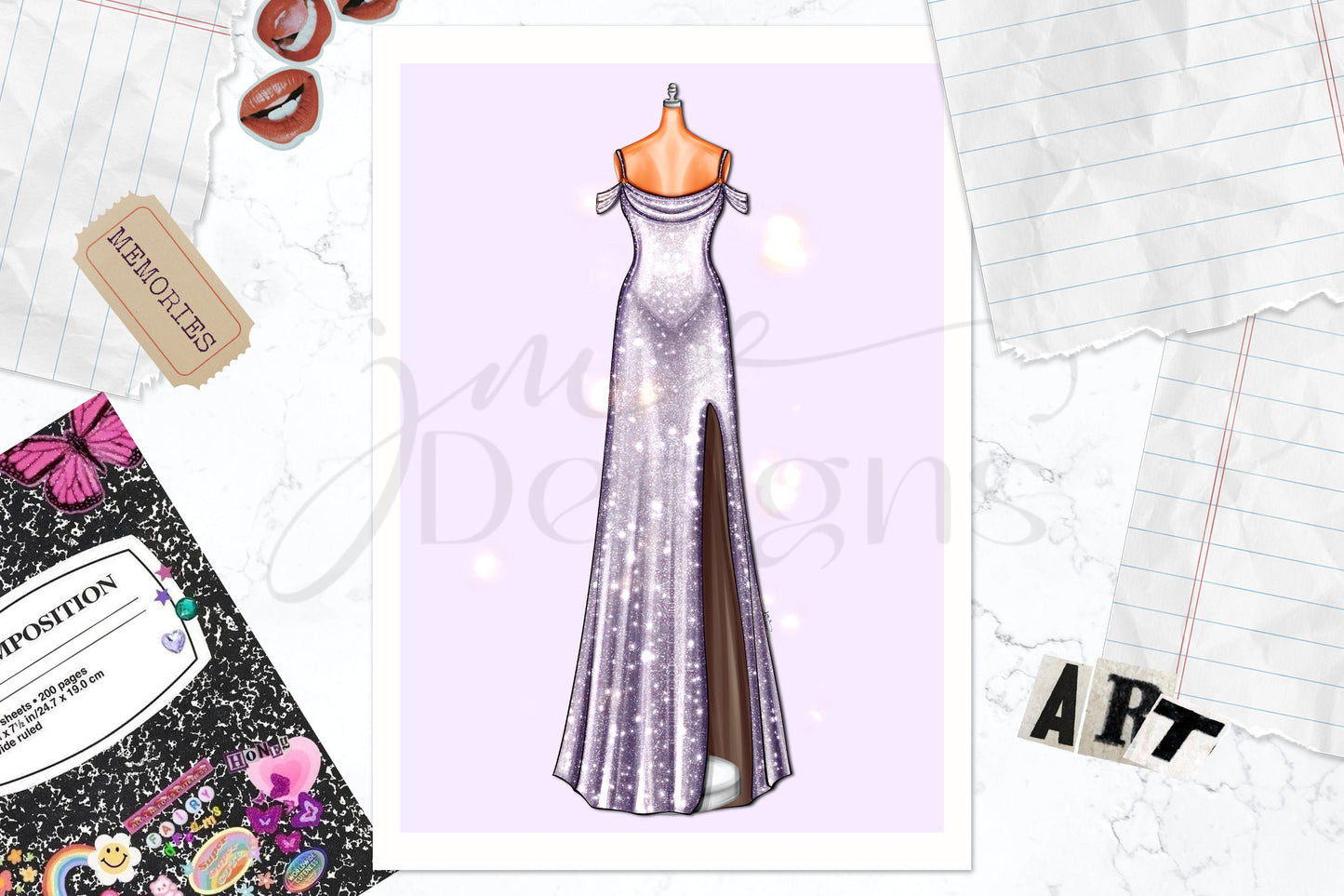 Purple Red Carpet Fashion Music Inspired Outfits Art Print | Fashion Illustration Print | A4 & 5x7 Merch Print