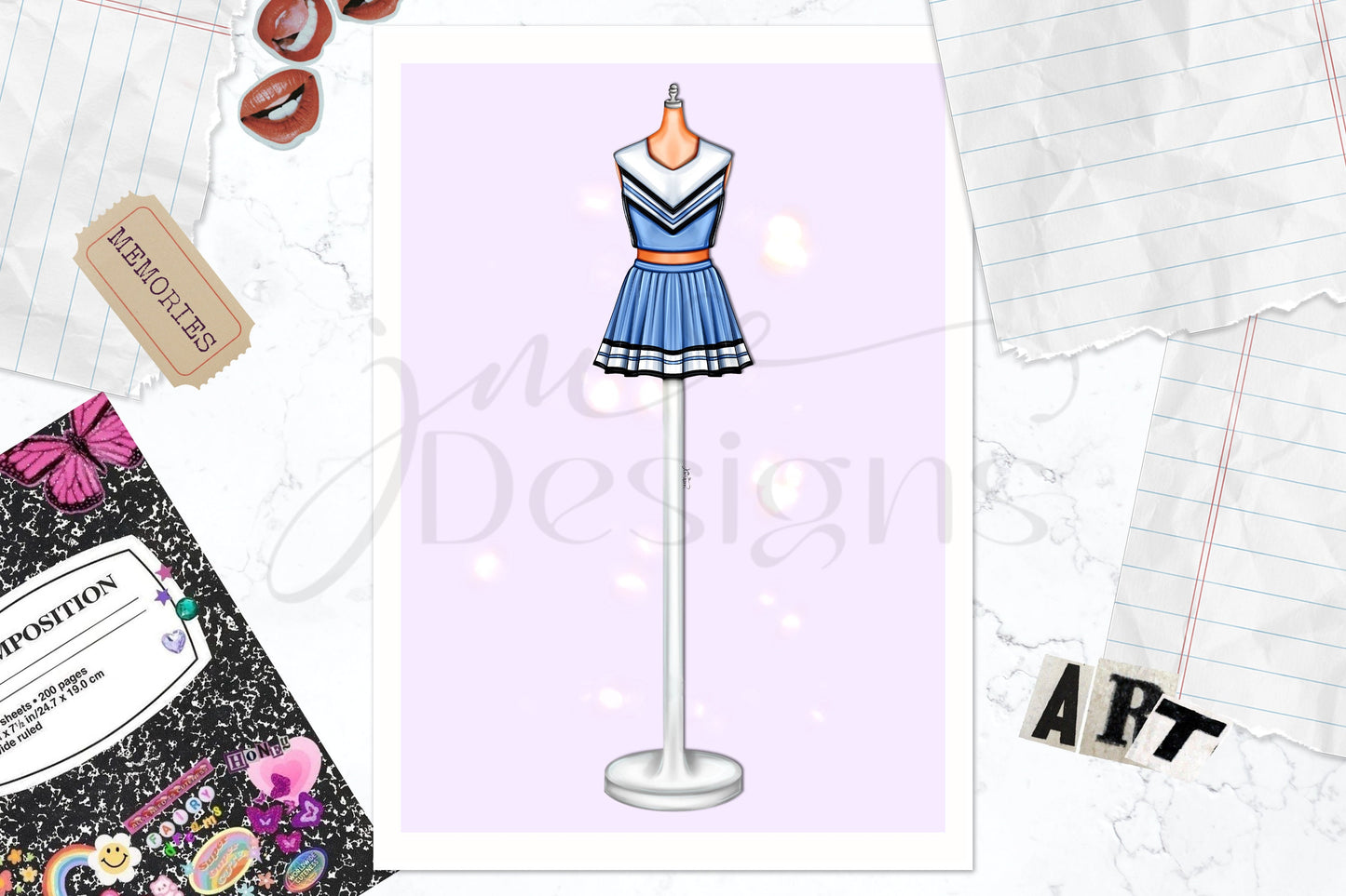 Cheer Girl Fashion Music Inspired Outfits Art Print | Fashion Illustration Print | A4 & 5x7 Merch Print
