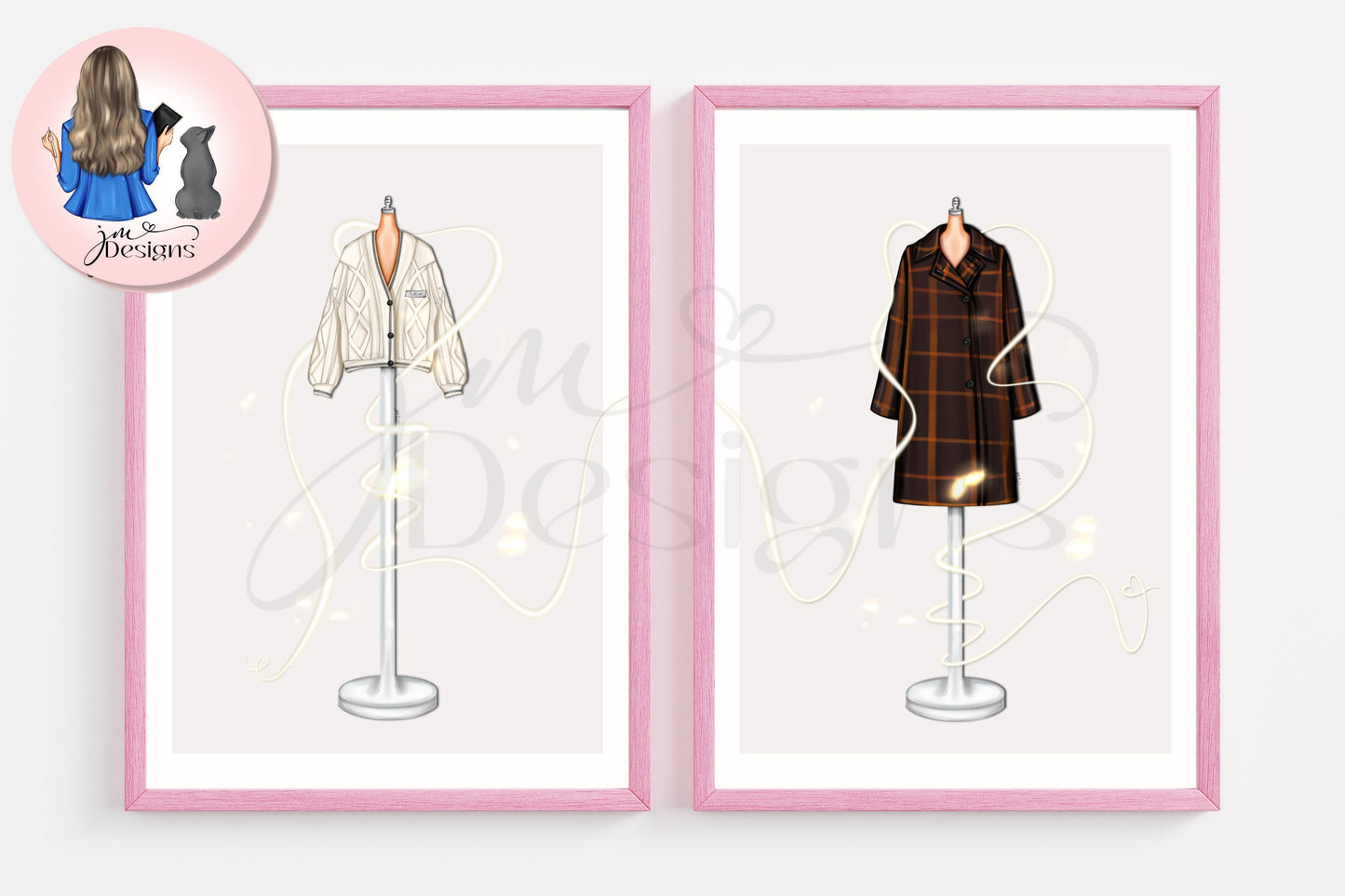 Gold Thread Besties Duo Prints Inspired Outfit Illustration | Fashion Illustration Print | A4 & 5x7 Merch Print