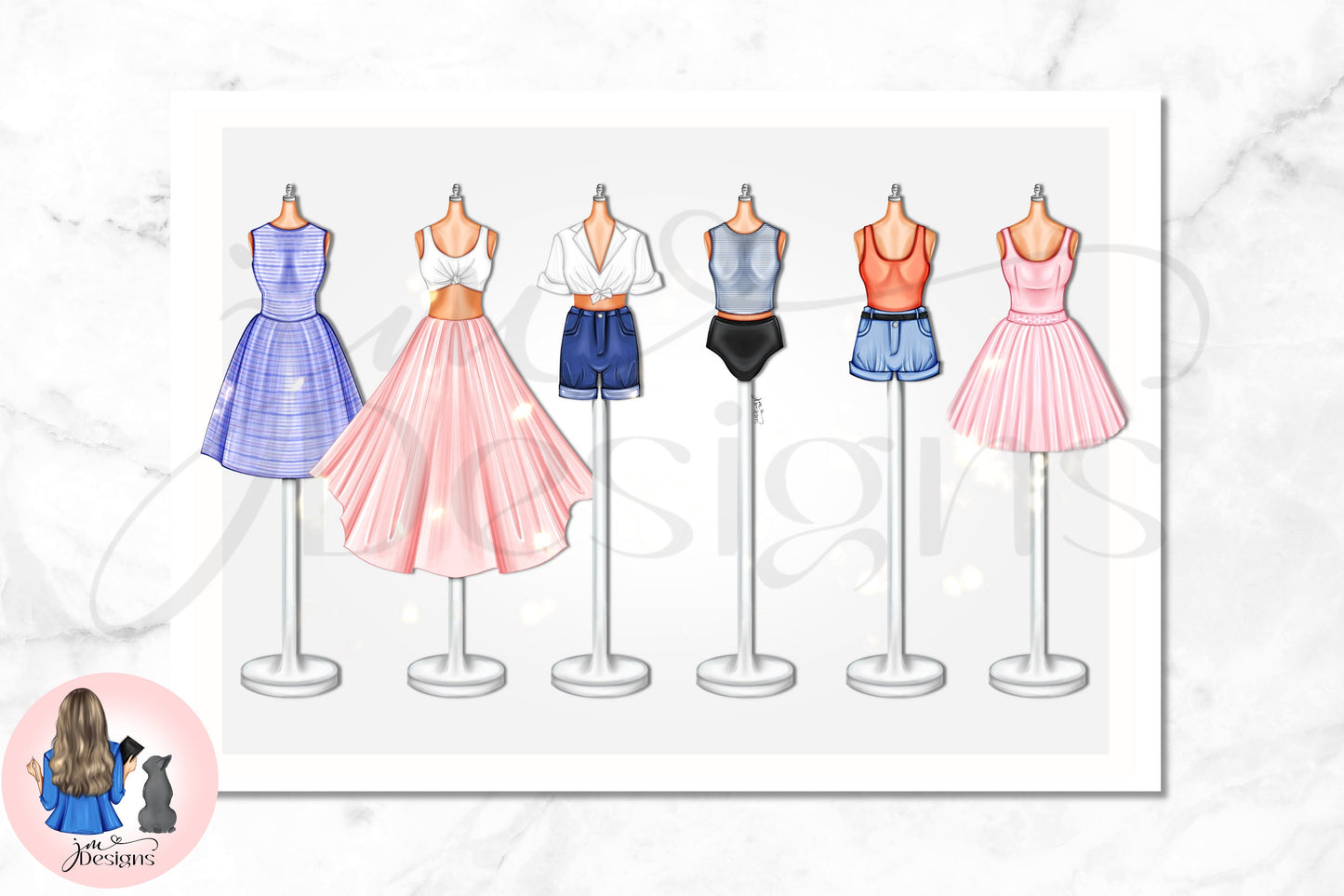 I Carried A Watermelon Lineup | Fashion Outfit Illustration Art Print | Fashion Illustration Print | A4 & 5x7"