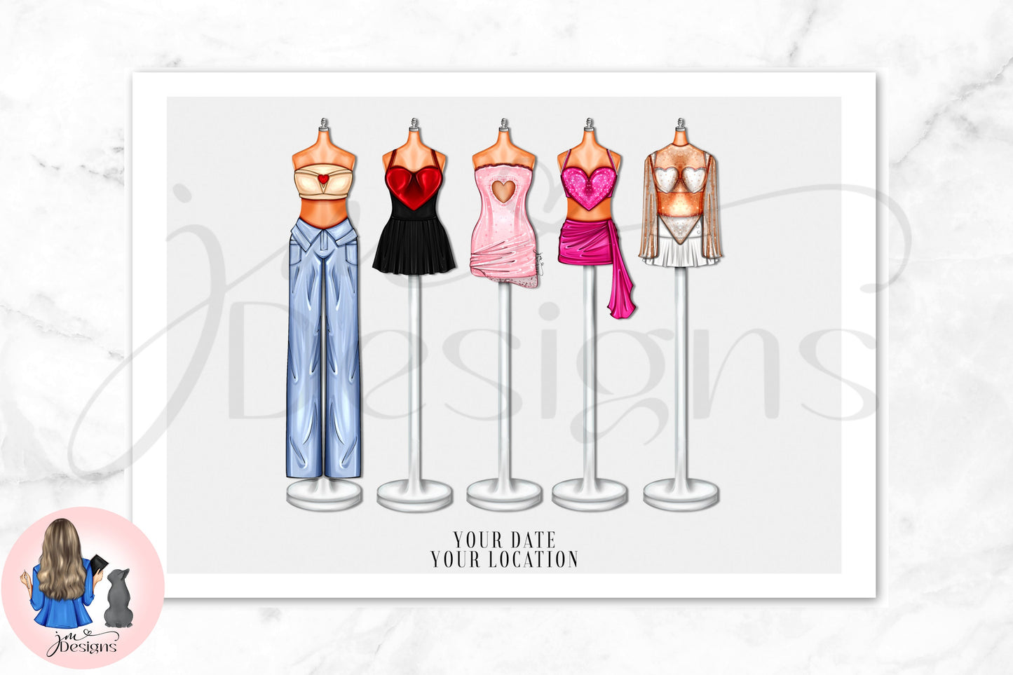PERSONALISED Like A Feather Tour Lineup Art Print | Fashion Illustration Print | A4 & 5x7 Print | Concert Memorabilia Merch
