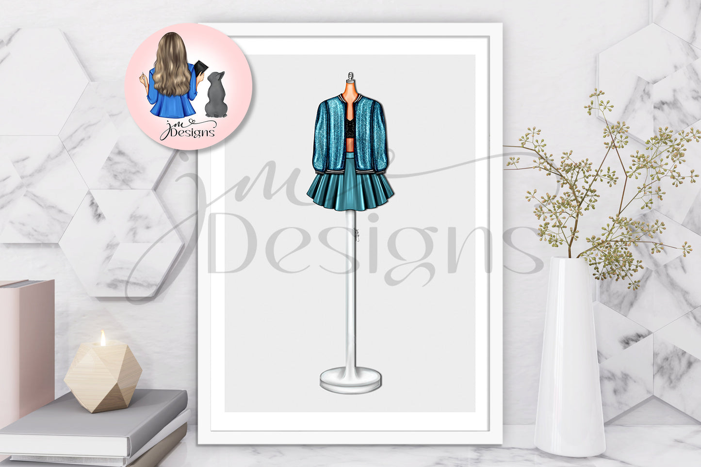 Metallic Retro Outfit Illustration | Fashion Illustration Print | A4 & 5x7 Merch Print