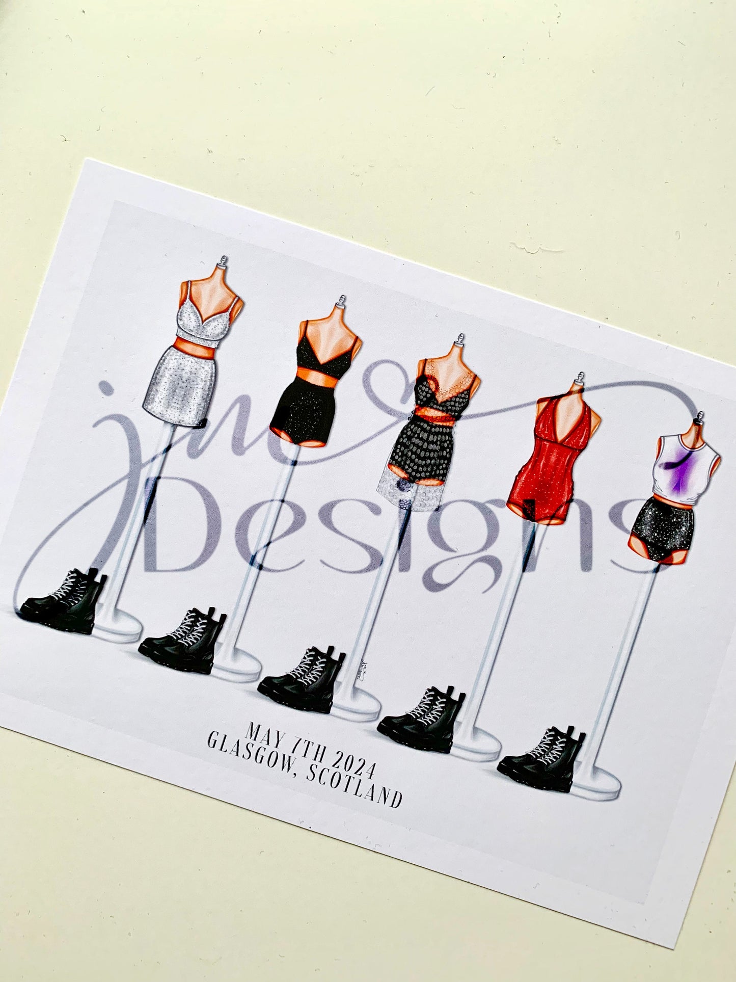 Purple Pop Rockstar Lineup Inspired Outifts A4 & 5x7 Art Print