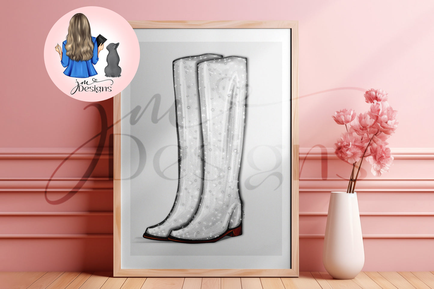 Glitzy Cowgirl Boots Outfit Illustration | Fashion Illustration Print | A4 & 5x7 Print