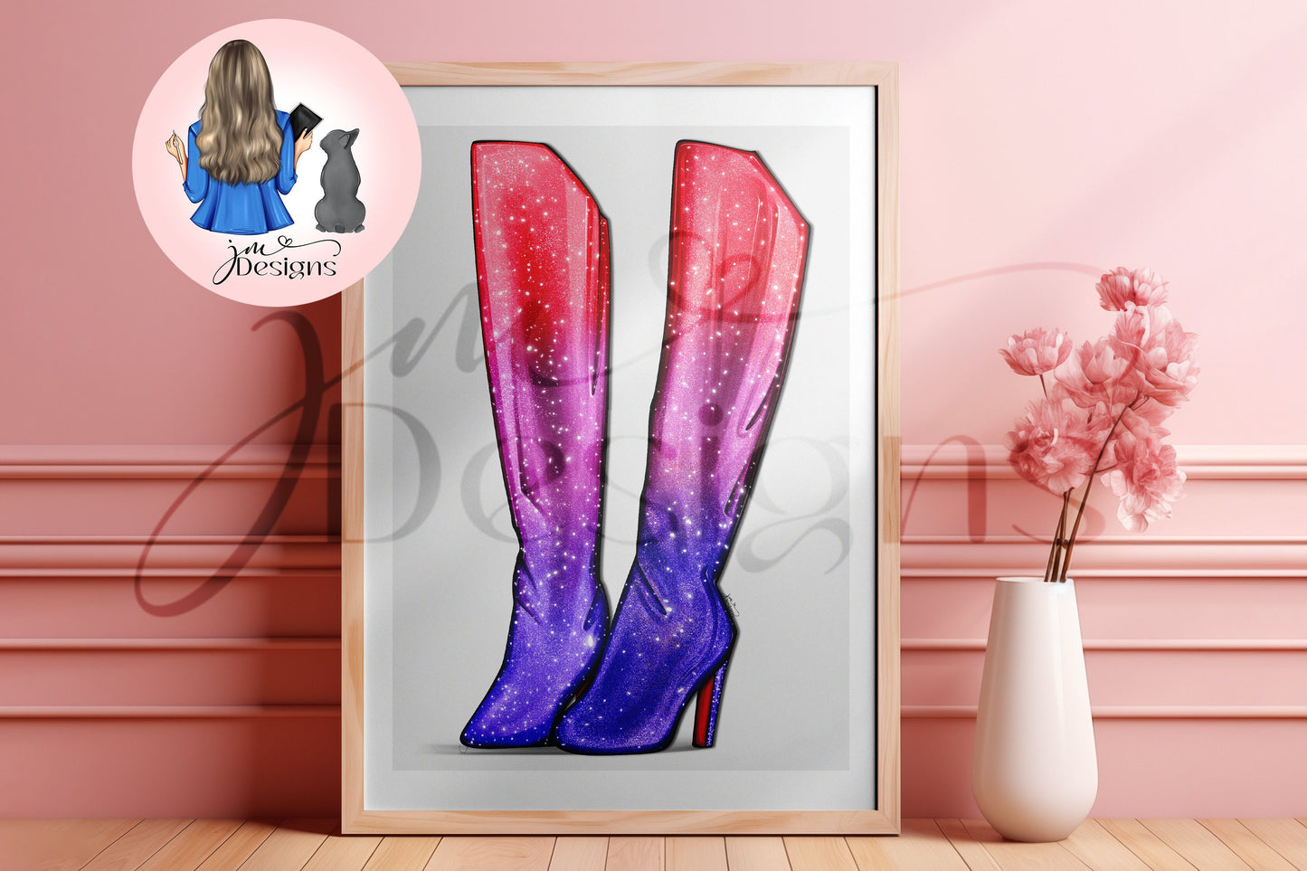 Glitzy Glam Boots Outfit Illustration | Fashion Illustration Print | A4 & 5x7 Print