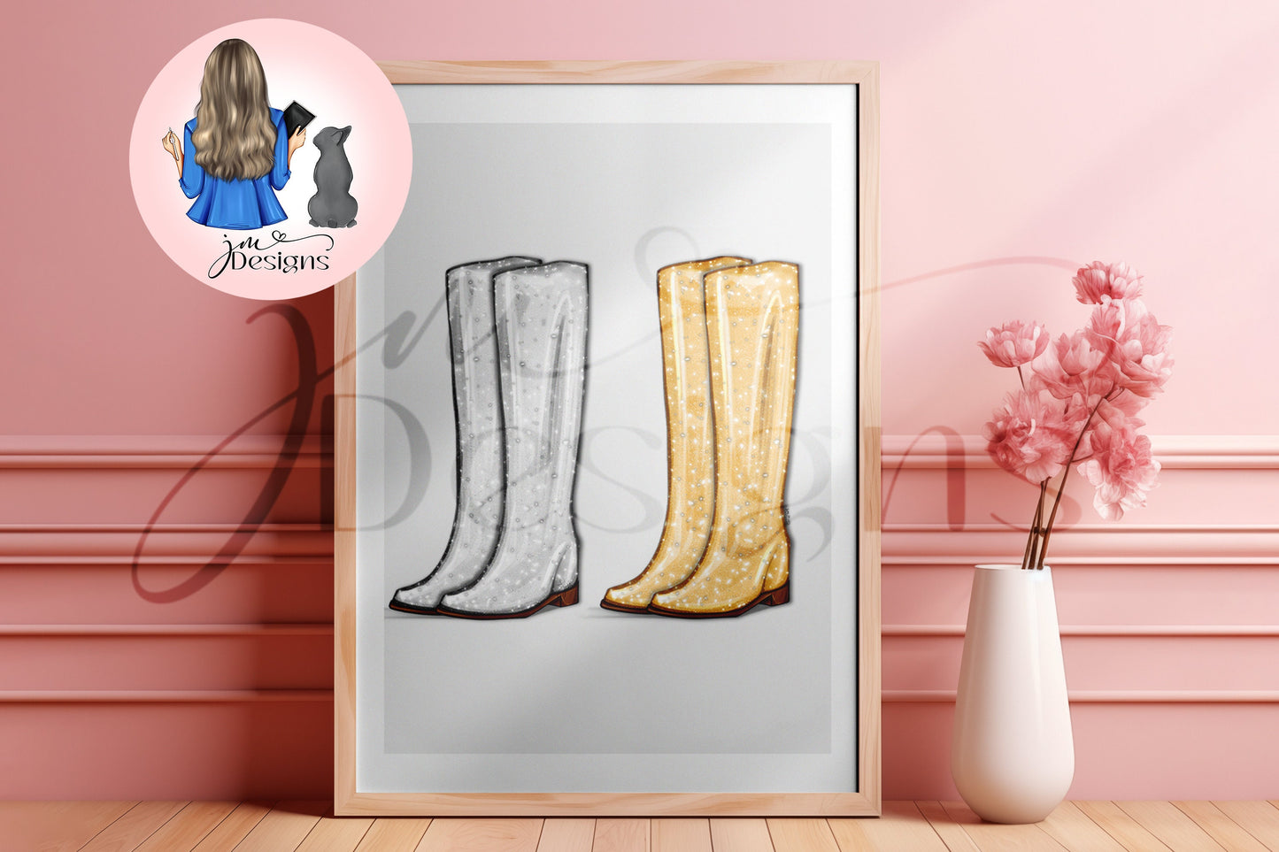 Glitzy Cowgirl Boots Outfit Illustration | Fashion Illustration Print | A4 & 5x7 Print
