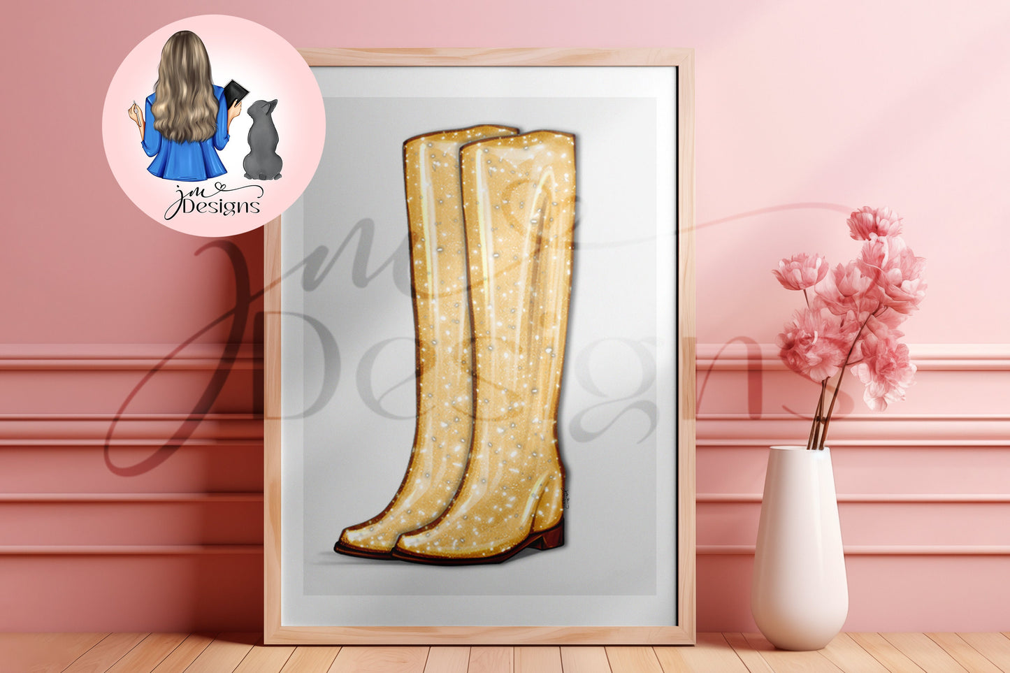 Glitzy Cowgirl Boots Outfit Illustration | Fashion Illustration Print | A4 & 5x7 Print