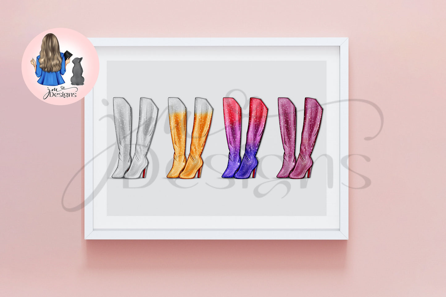 Glitzy Glam Boots Outfit Illustration | Fashion Illustration Print | A4 & 5x7 Print