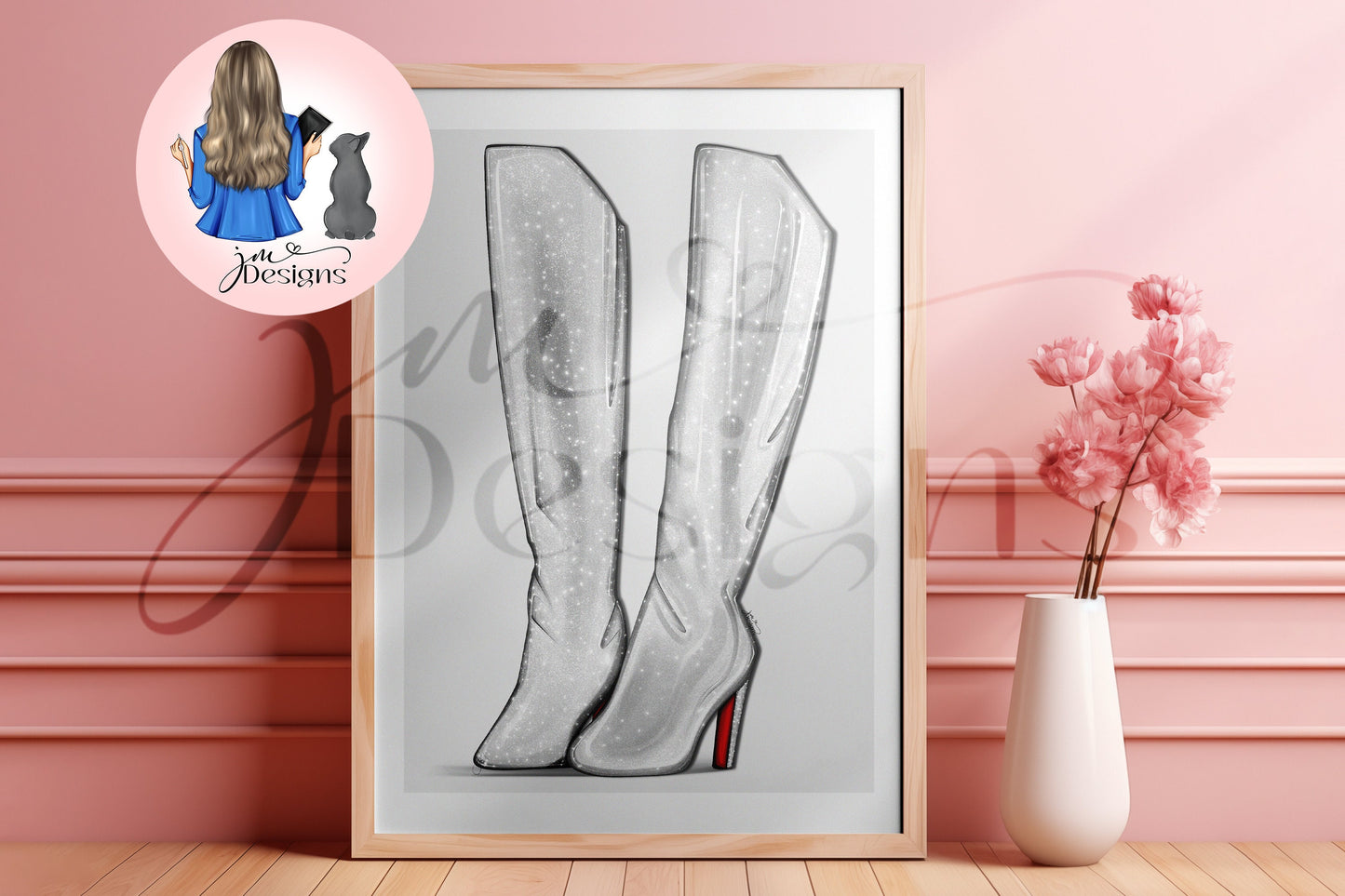 Glitzy Glam Boots Outfit Illustration | Fashion Illustration Print | A4 & 5x7 Print