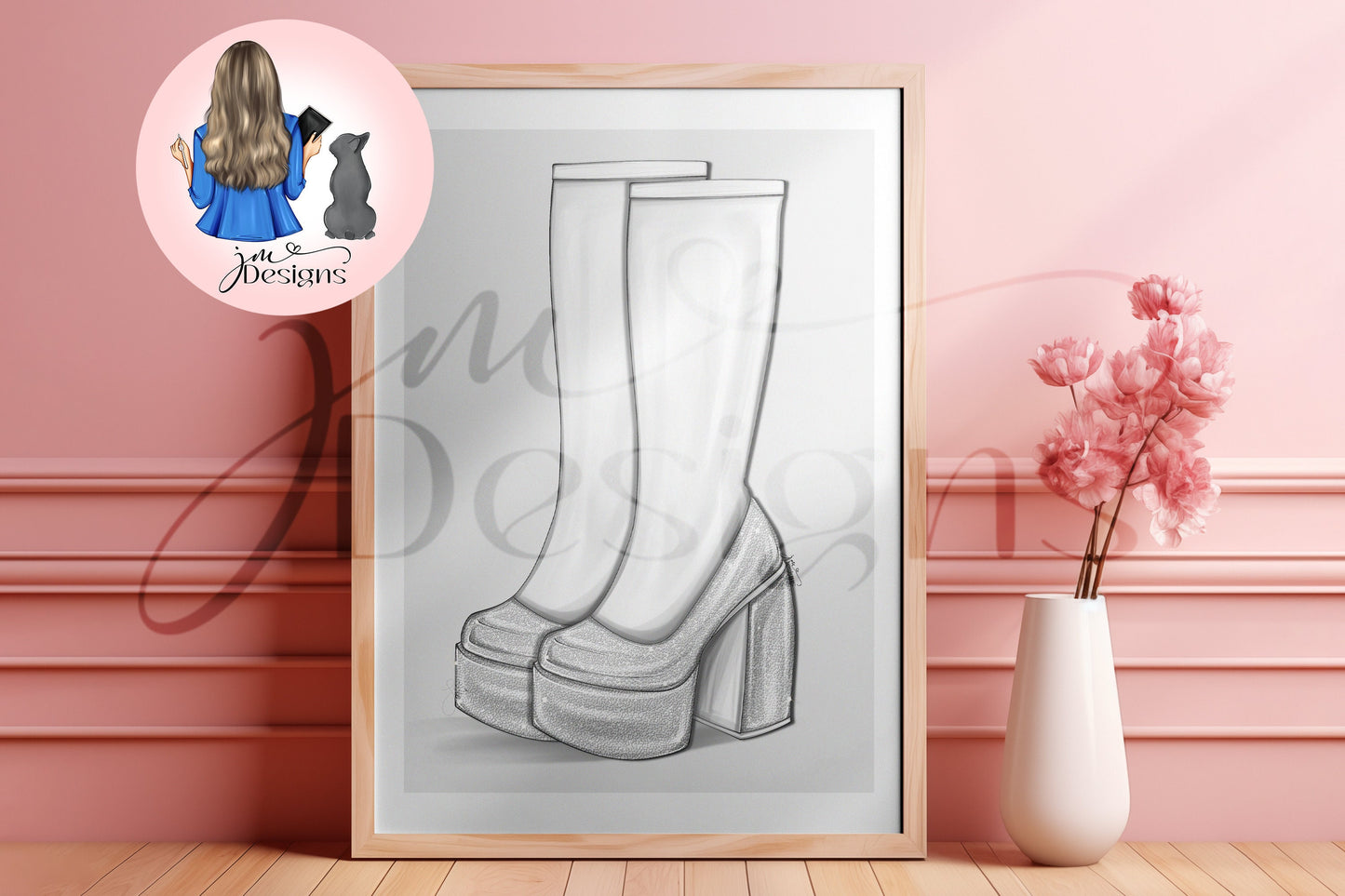 Glitzy Glam Go Go Boots | Fashion Illustration Print | A4 & 5x7 Print | Concert Memorabilia Merch