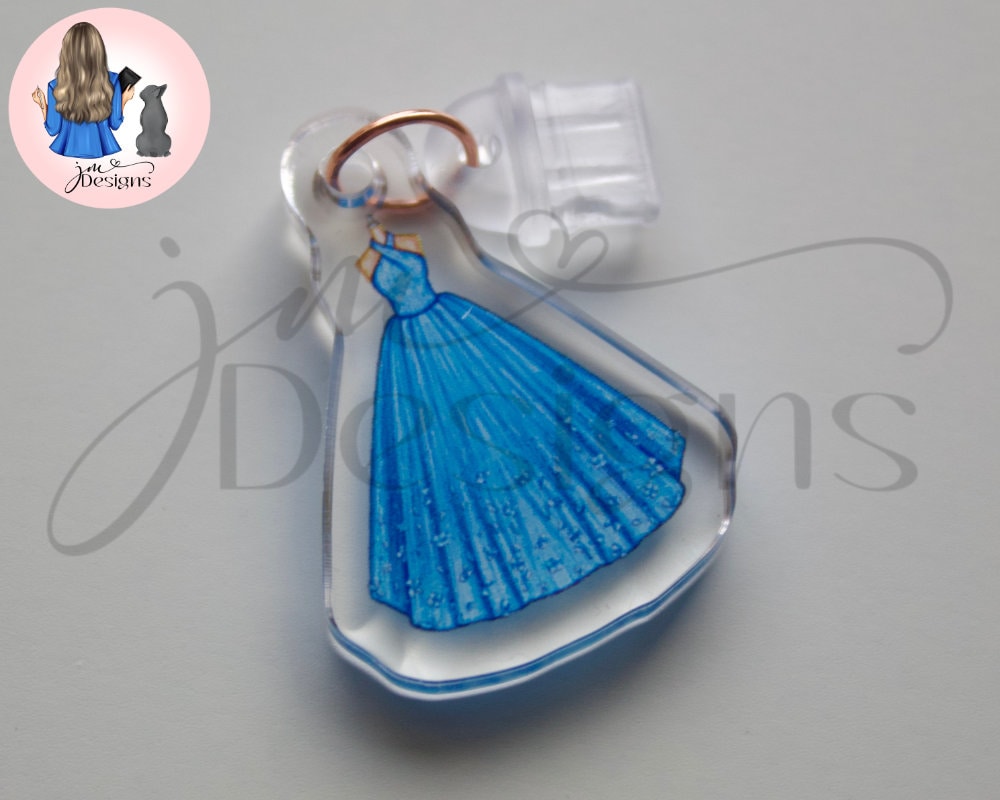 Blue Ball Gown Acrylic Clear Dust Plug