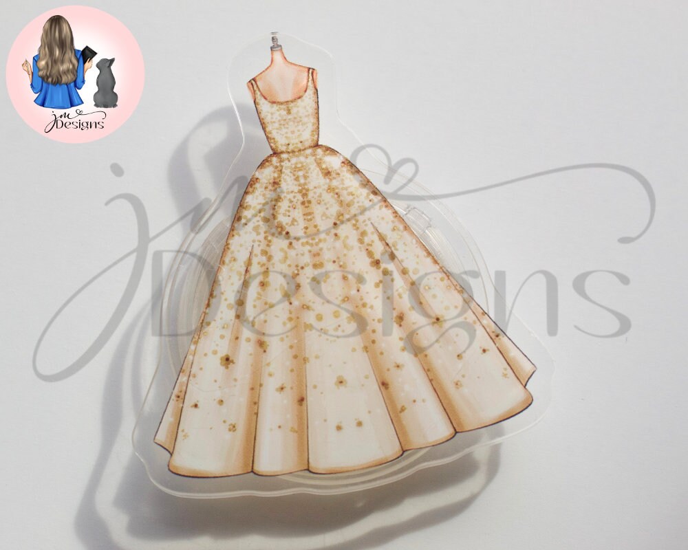 Gold Ball Gown Acrylic Clear Pop Socket Phone Kindle Grip | Phone Accessories Kindle Holder | Phone Grip