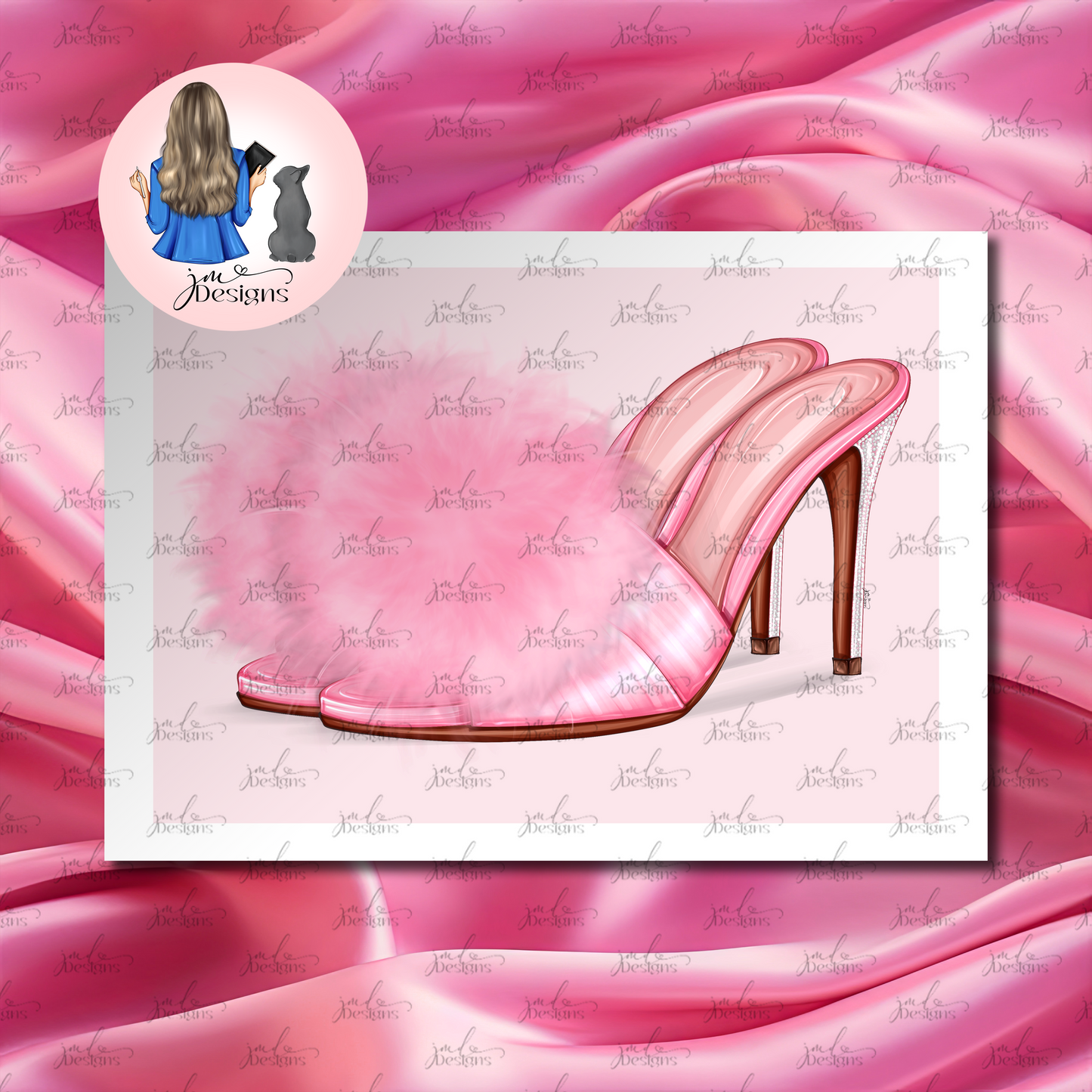 Life In Pink Fluffy Heels Art Print