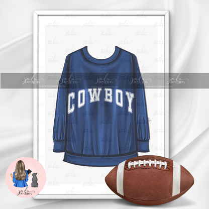 Cowboy Blue Sweatshirt Jersey Fashion Art Print