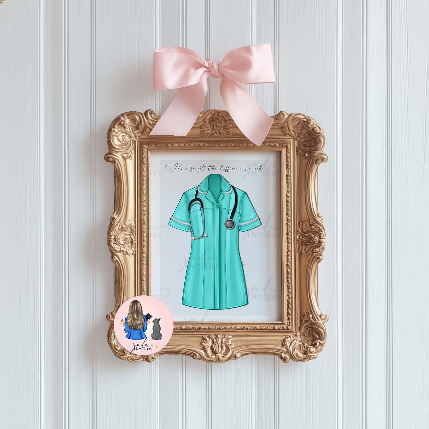 Nurse Tunic Scrubs Heartfelt Gift Art Print Fashion Lover Decorative Art Print Nurse Gift Healthcare Worker Gift