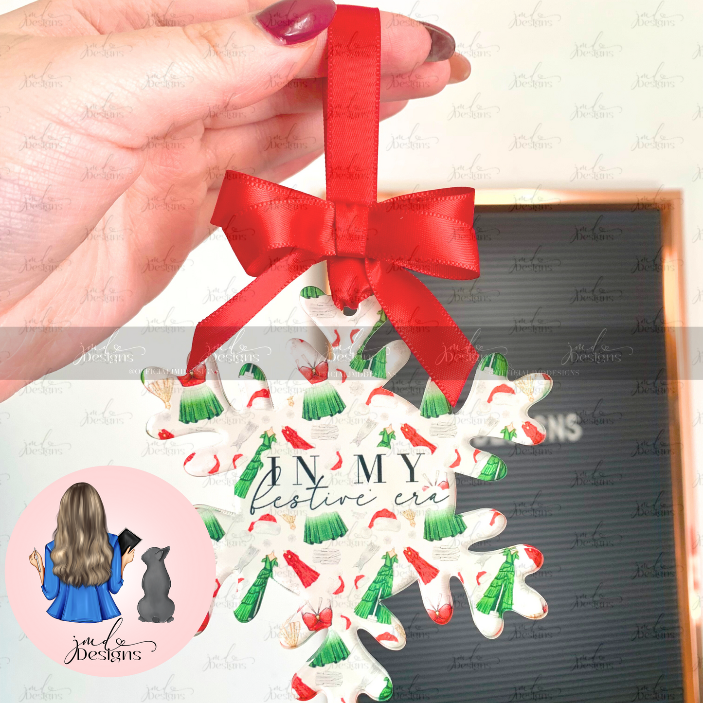 In My Festive Era Pattern Acrylic Snowflake Bauble