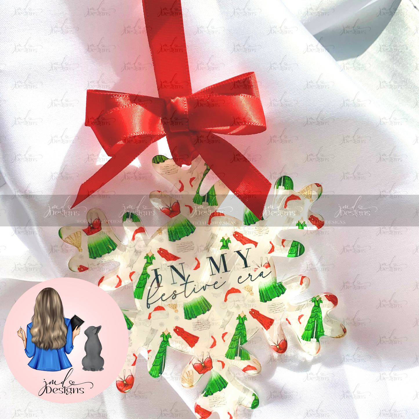 In My Festive Era Pattern Acrylic Snowflake Bauble