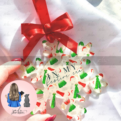 In My Festive Era Pattern Acrylic Snowflake Bauble