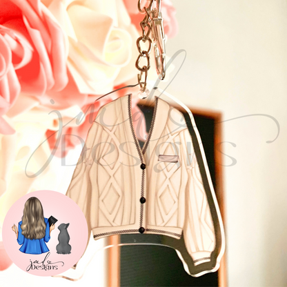 Cardigan Outfit Acrylic Keyring Silver Chain Clip bag Charm