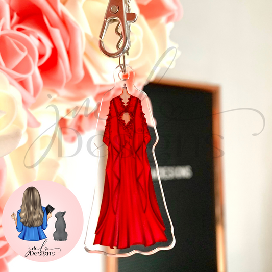 Berry Dress Outfit Acrylic Keyring Silver Chain Clip bag Charm