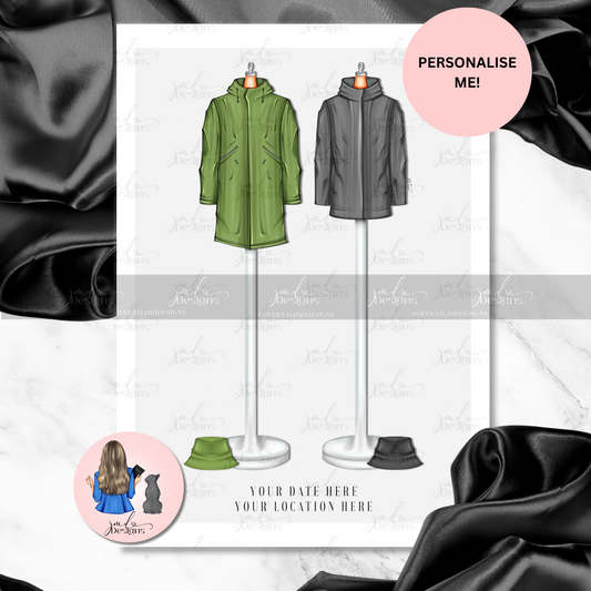 Personalised 'Maaaybeee' Bucket Hat and Coat Duo Art Print