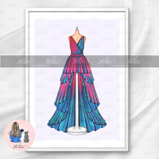 Pink & Blue Flourish Art Print