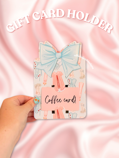 Sweet Pop Princess Patterned Gift Card Holder With Faux Bow | Cute Gift Card Holder Coffee Voucher Gift