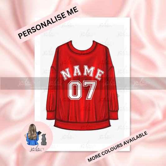 Personalised Football Jersey Sweater Fashion Art Print | Football Gift Print