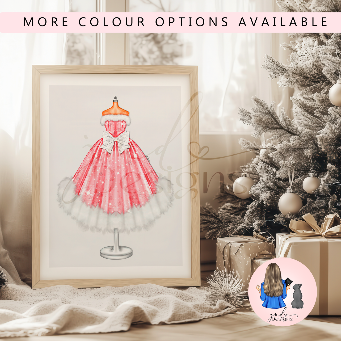 Santa Festive Snowflake Sparkle Christmas Gown Art Print | Christmas Decor