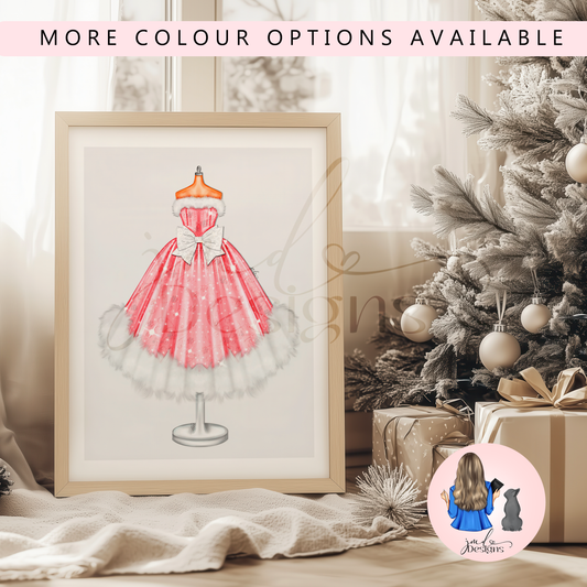 Santa Festive Snowflake Sparkle Christmas Gown Art Print | Christmas Decor
