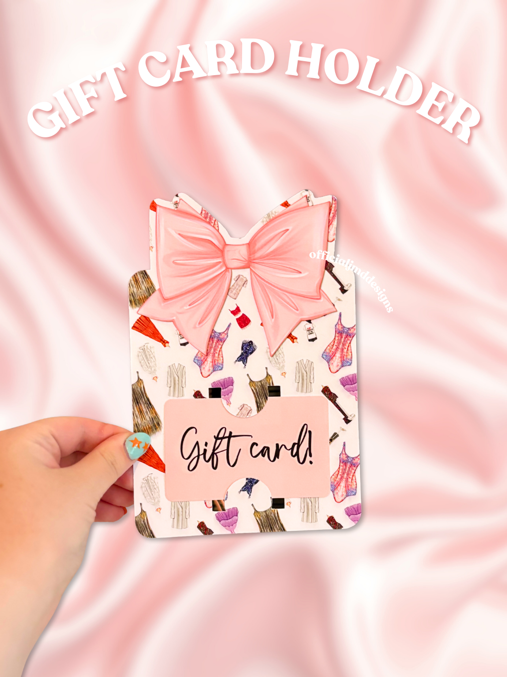 Eras Of Fashion Patterned Gift Card Holder With Faux Bow | Cute Gift Card Holder Coffee Voucher Gift