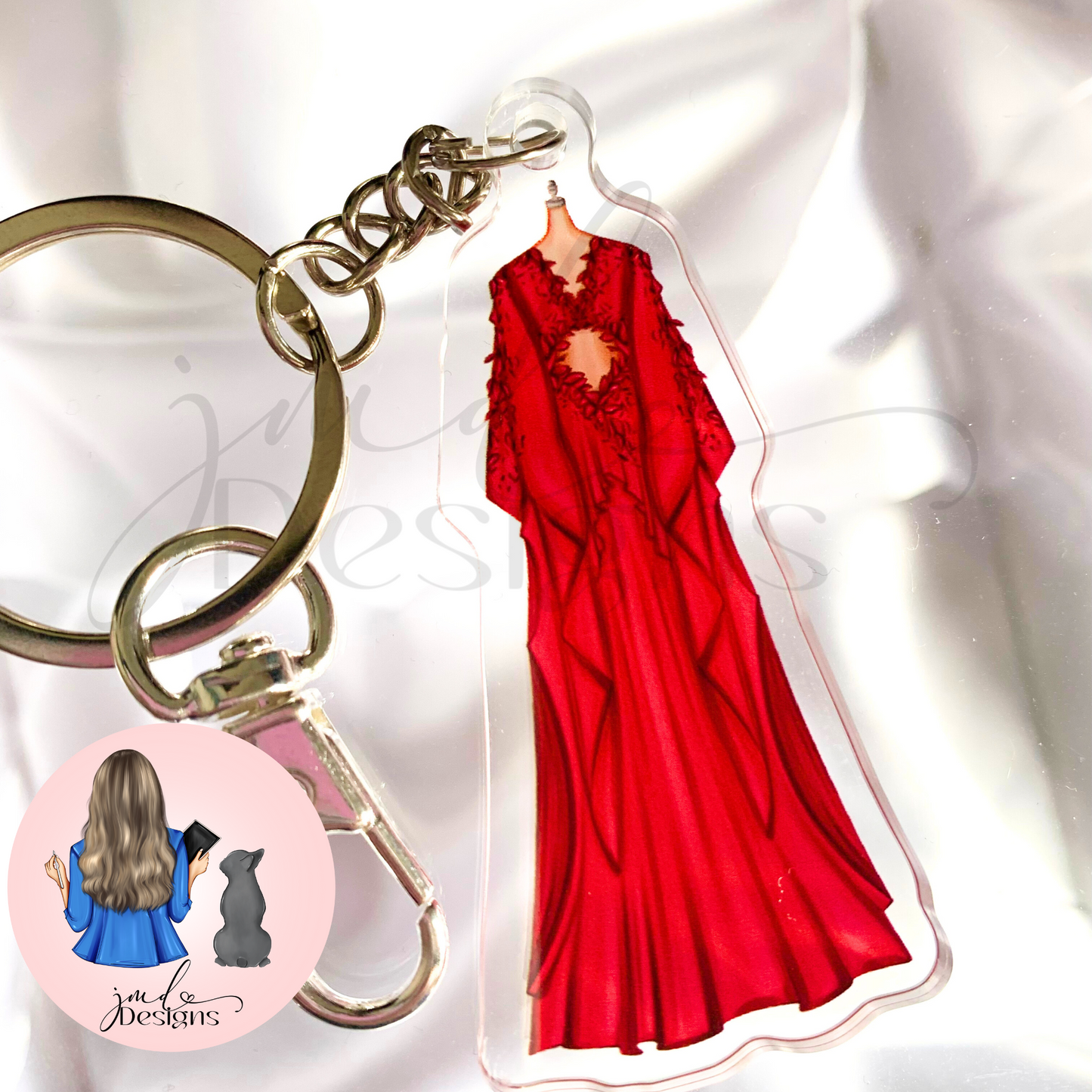 Berry Dress Outfit Acrylic Keyring Silver Chain Clip bag Charm