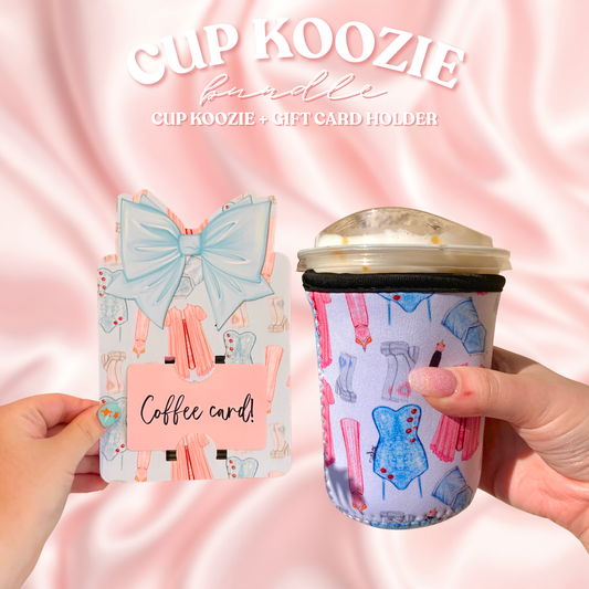Sweet Pop Princess Cup Koozie Holder and Gift Card Holder Gift Set