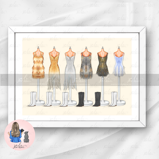 Country Glam Lineup Inspired Outfit Illustration Art Print