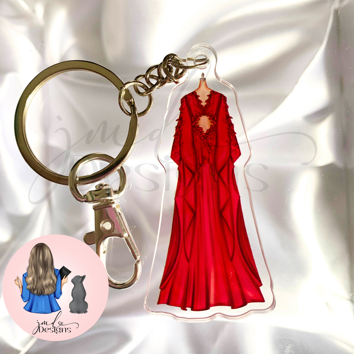 Berry Dress Outfit Acrylic Keyring Silver Chain Clip bag Charm
