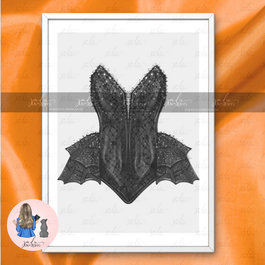 Spooky Bat Bodysuit Bodice Halloween Fashion Art Print