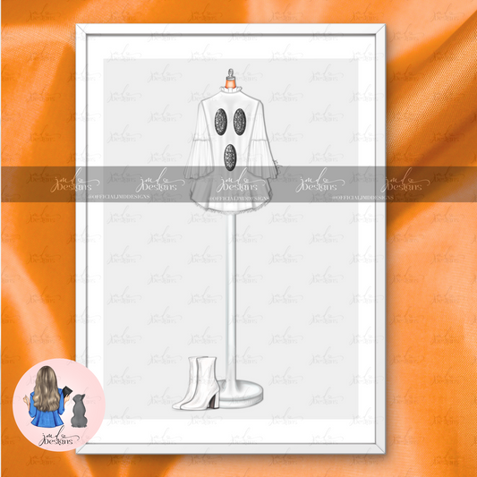 Ghost Dress Halloween Fashion Art Print